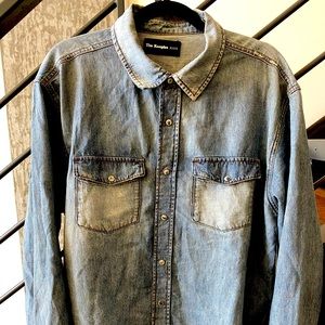 Trim Fit Washed Kooples Denim Western Shirt